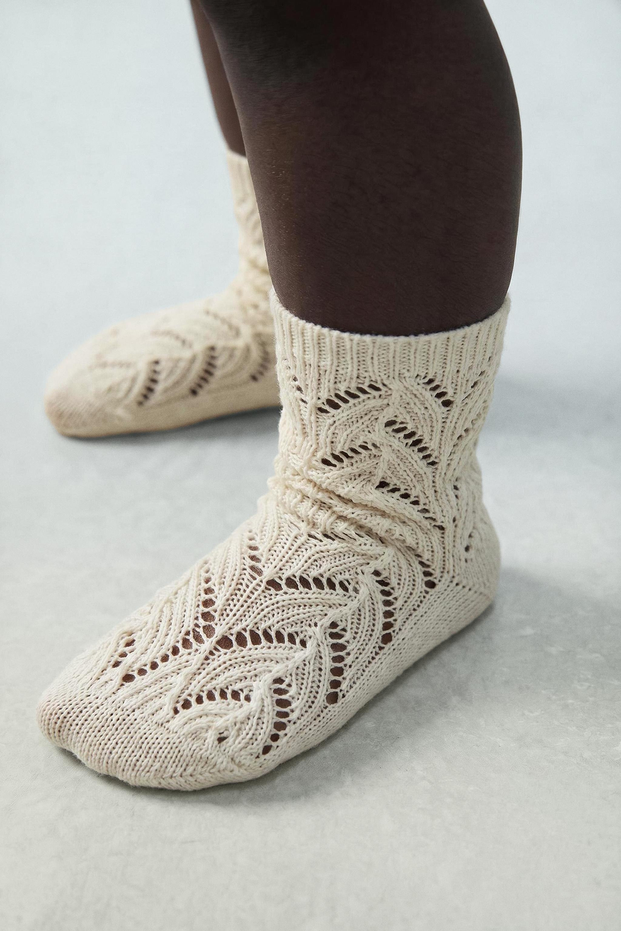 CHAUSSETTES MI-HAUTES AJOURÉES EN COTON ET SOIE